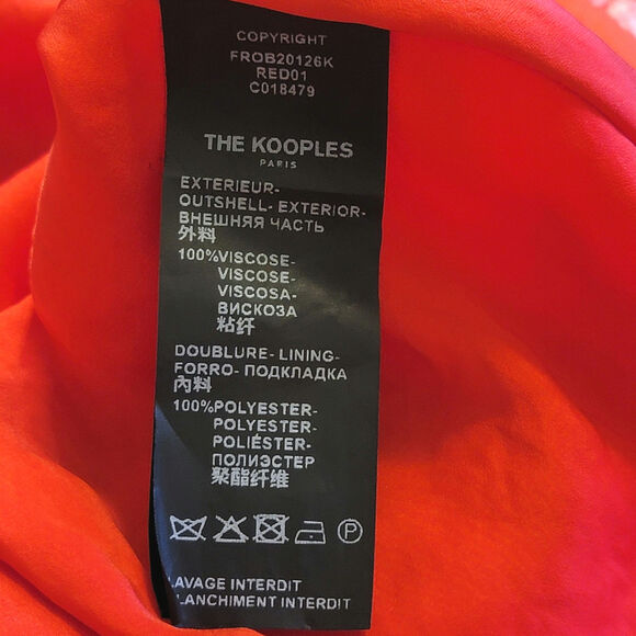 The Kooples Red Floral Mini Dress Ruffle Chic Feminine Brunch Date Night Size 2 - Picture 15 of 16